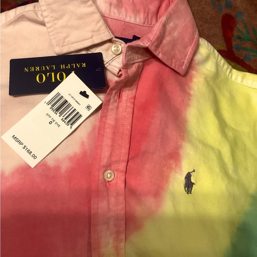 Ralph Lauren Polo button down collared shirt tye dye